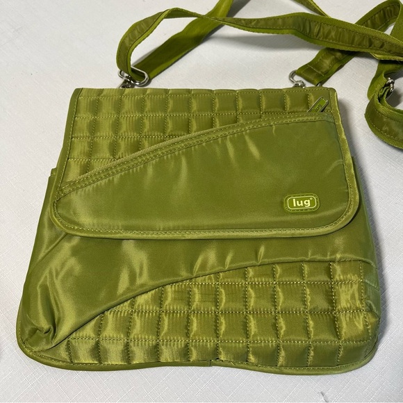 Lug Green Quilted Crossbody Bag. Many compartments - Picture 3 of 7